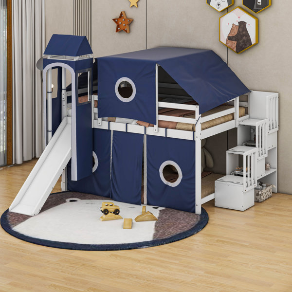 Cosmic Full Size Loft Bed with Tent and Tower Wayfair